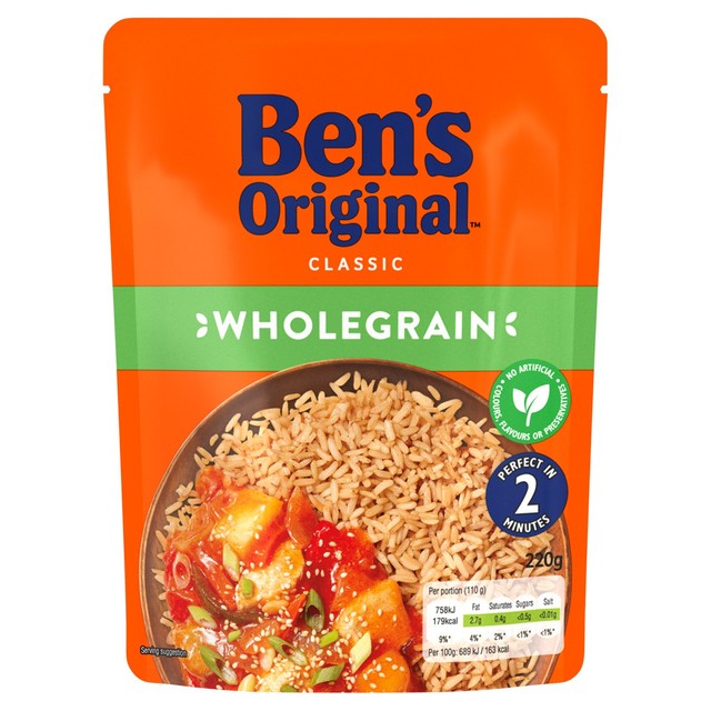 Ben's Original Wholegrain Microwave Rice 220g - British product