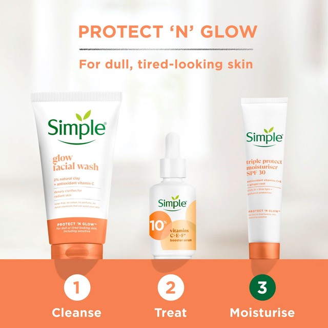 Simple Glow+ Triple Protect Moisturiser SPF30 40ml (British brand)