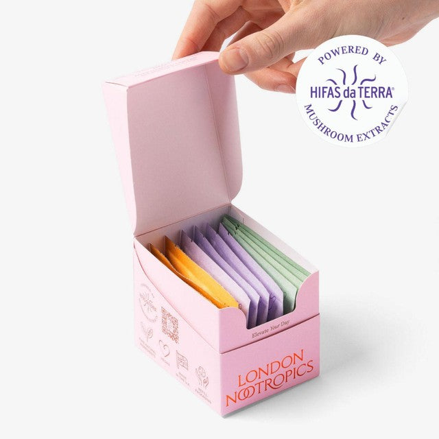 London Nootropics adaptogenic coffee selection box Flow, Zen and Mojo 12 sachets, UK version