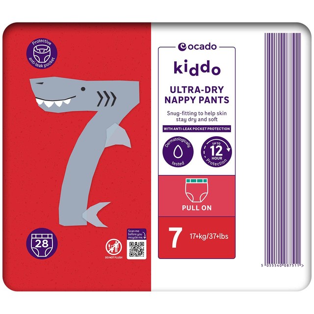 Ocado Kiddo Ultra-Dry nappy pants Size 7 (17+kg), imported from the UK