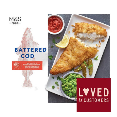 M&S 4 Kabeljaufilets in Bierteig Tiefkühlfisch 500g