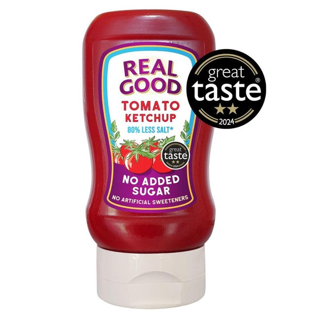 Real Good tomato ketchup no added sugar 310g, imported from the UK