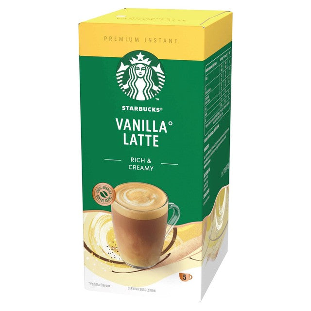 Starbucks vanilla latte coffee sachets 5 pack (British brand)