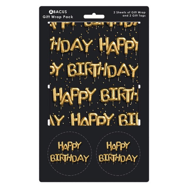 Abacus Birthday Balloons gift wrap pack 2 pack - British product