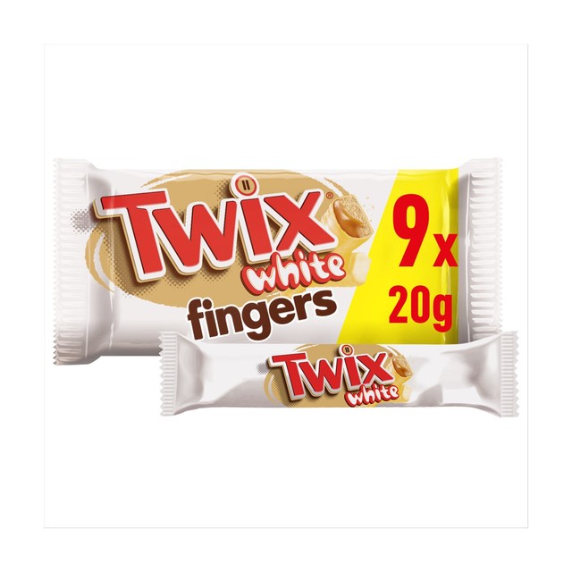 Twix caramel and white chocolate fingers biscuit bars multipack 9 x 20g (British brand)