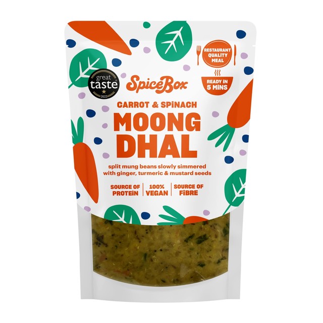 Spice Box carrot and spinach moong dhal frozen meal - British product