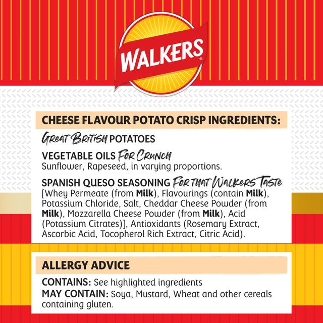 Walkers Spanish Queso cheese crisps 150g, imported from the UK