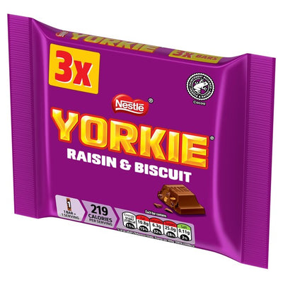 M&S Yorkie Raisin & Biscuit Chocolate Bar Multipack 3 x 44g- Buy online at McGrocer