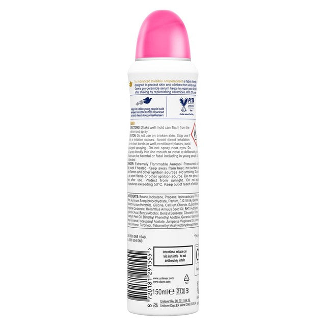 Dove Invisible Care anti-perspirant deodorant spray 150ml - British product