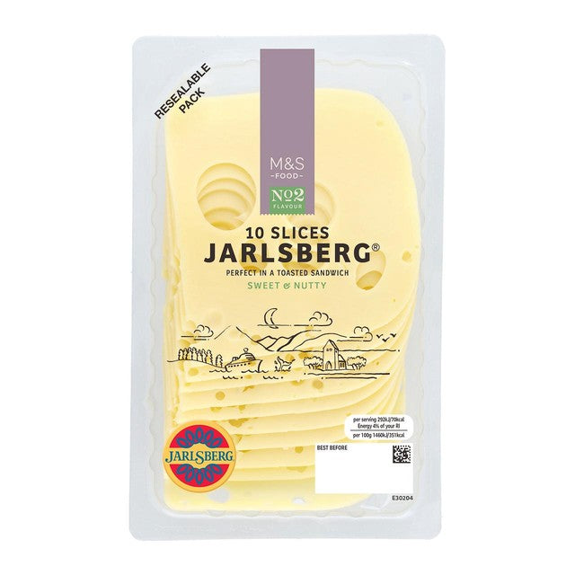 M&S sliced Jarlsberg cheese 10 slices 200g, imported from the UK