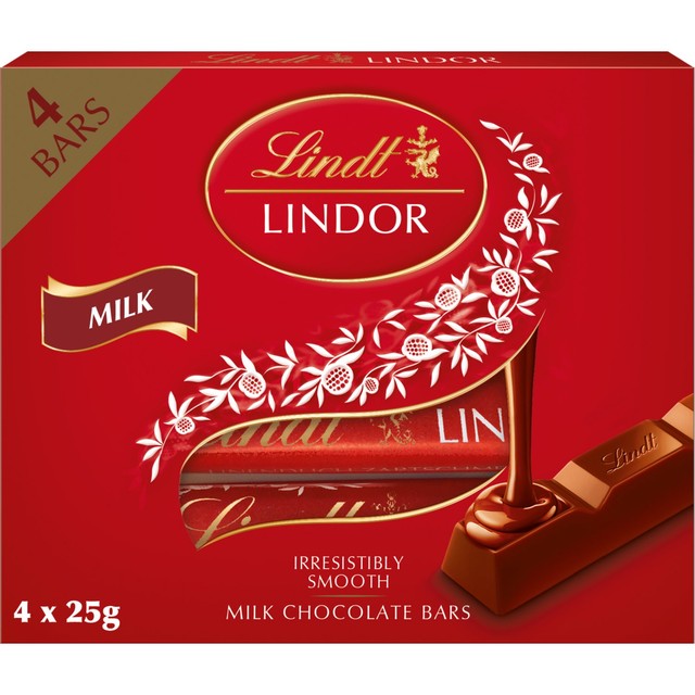 Lindt Lindor Milk Chocolate Bars 100g, UK version
