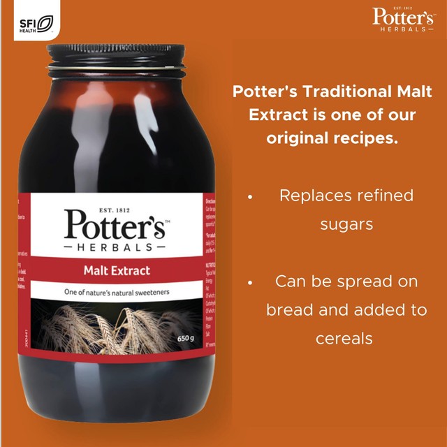 Potters Malt Extract sweetener 650g, imported from the UK