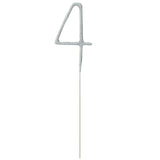 Unique Party silver number 4 sparkler candle, imported from the UK