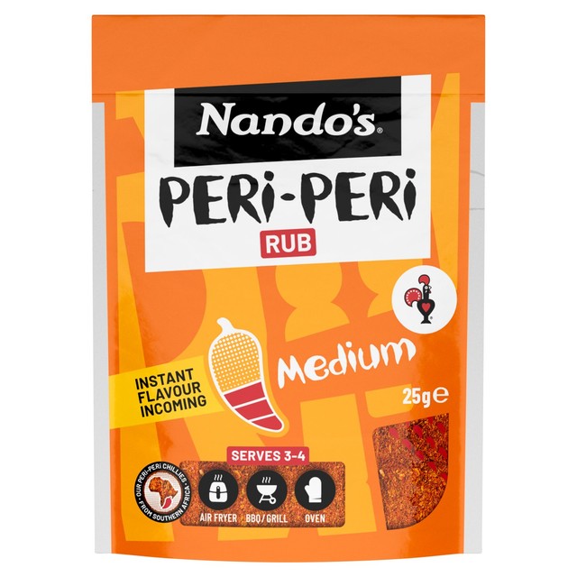 Nando's medium seasoning rub 25g, imported from the UK