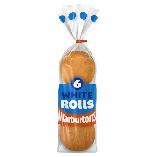 Warburtons 6 sliced white rolls (British brand)