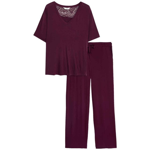 M&S women's pyjama set dark magenta M, imported from the UK
