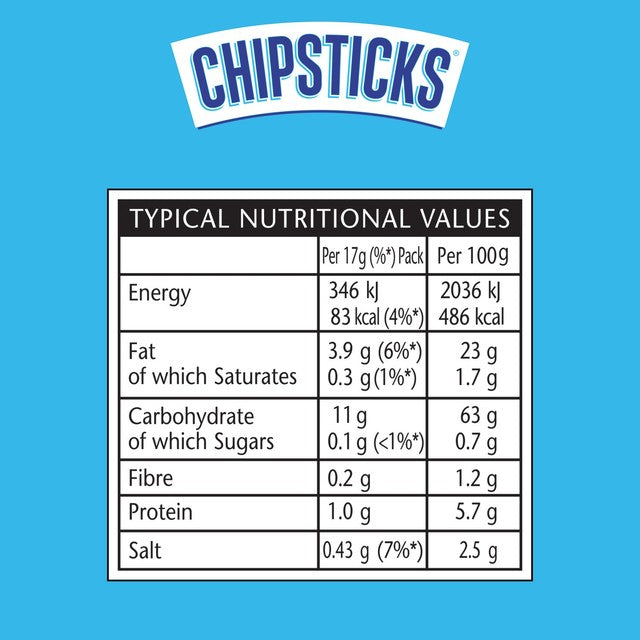 Smiths Chipsticks Salt & Vinegar 6 x 17g - British product