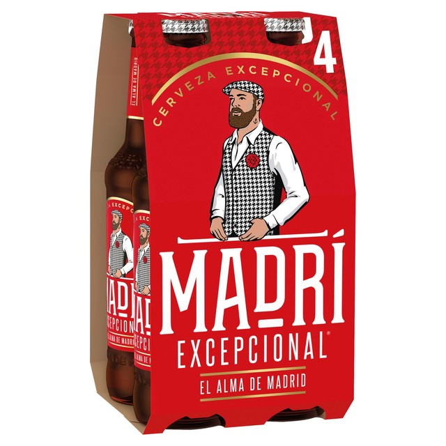 Madri Excepcional lager 4 x 330ml bottles, imported from the UK