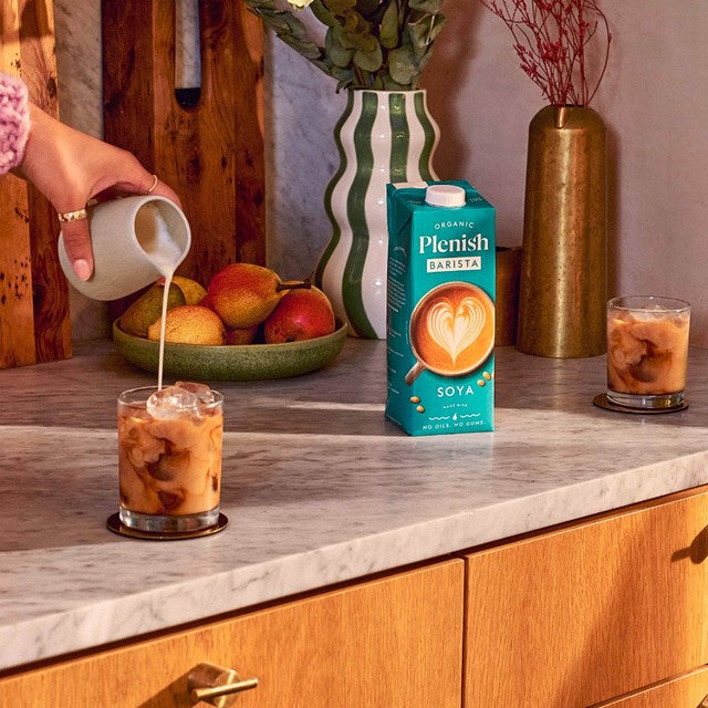 Plenish Organic Soya Barista Milk Long Life 1L, imported from the UK
