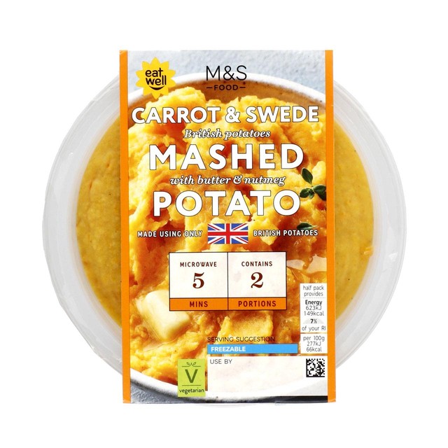 M&S Carrot and Swede Mashed Potato 450g, imported from the UK