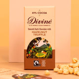 Divine Dark Chocolate Hazelnut Truffle Bar 90g - British product