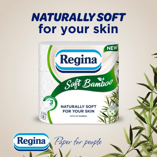 Regina Soft Bamboo toilet roll 9 roll, imported from the UK