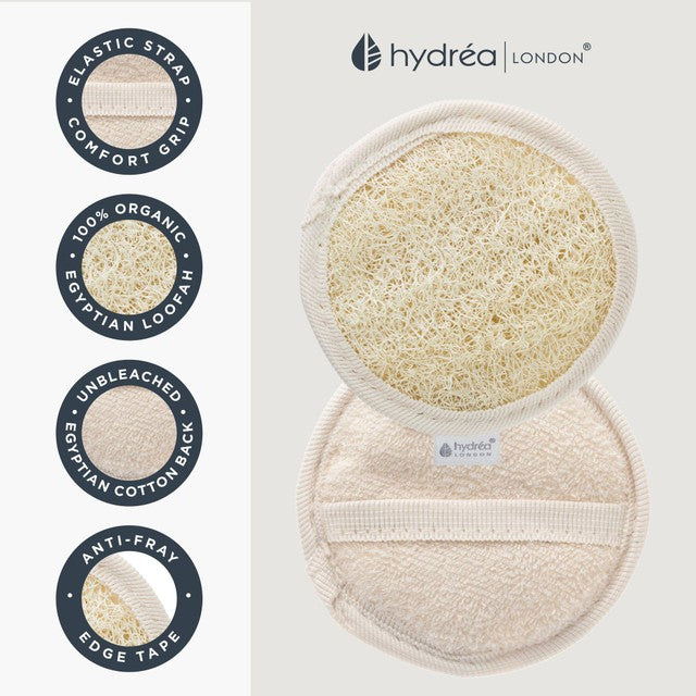 Hydréa London organic Egyptian loofah dual sided facial pad, UK version