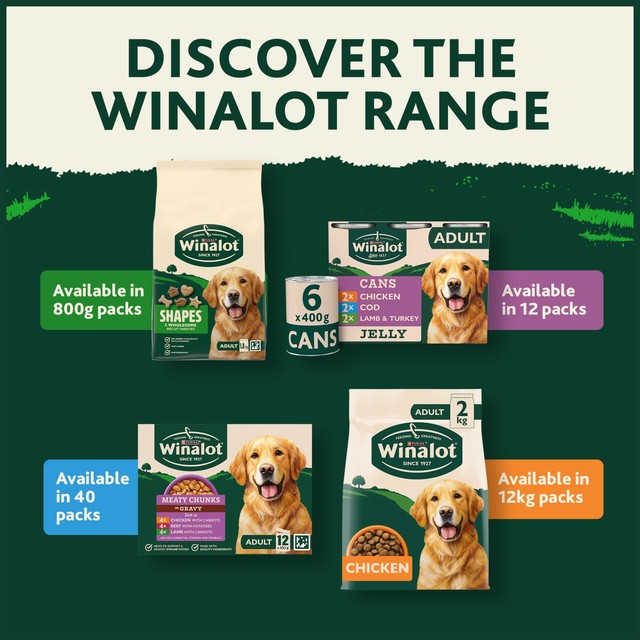 Winalot wet dog food meaty chunks in gravy for small dogs, UK version