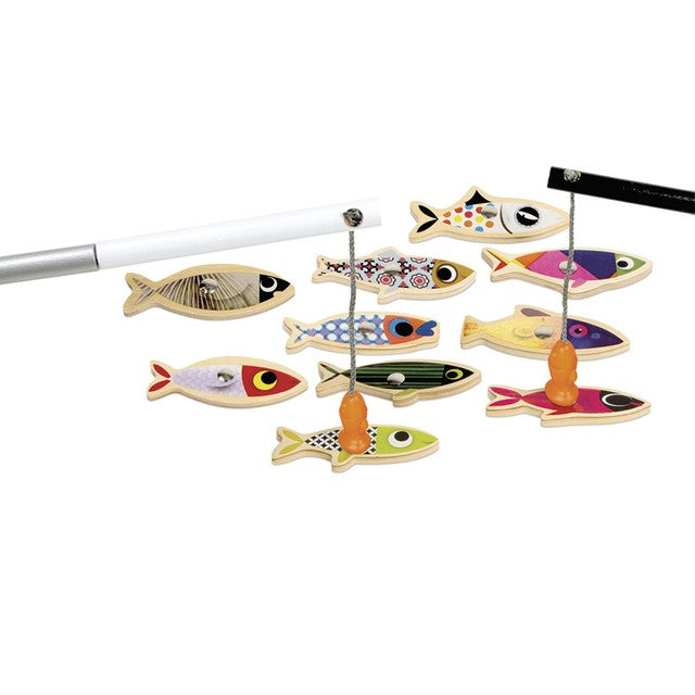 Janod Sardine Fishing Game with wooden rods and metal box (British brand)