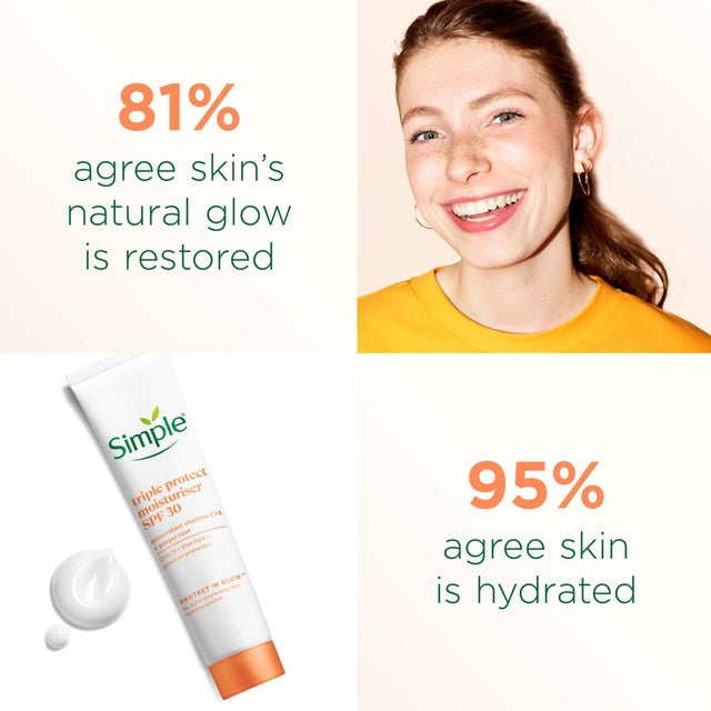 Simple Glow+ Triple Protect Moisturiser SPF30 40ml (British brand)