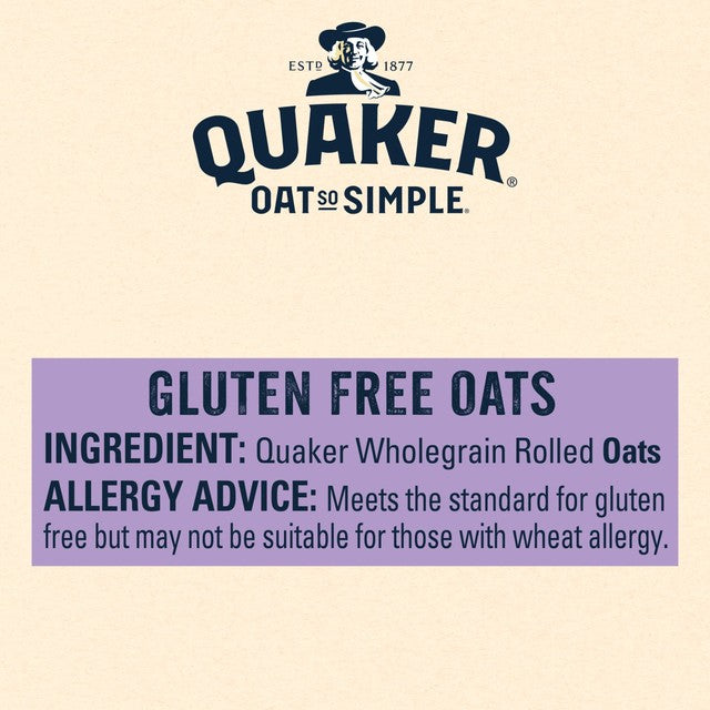 Quaker Gluten Free Oats Cereal 510g, imported from the UK
