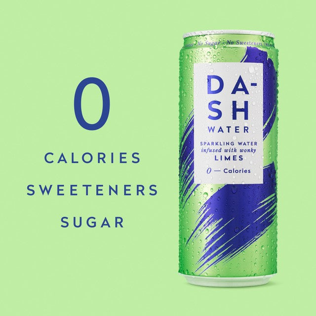 DASH Lime Infused Sparkling Water 12 x 330ml - British product