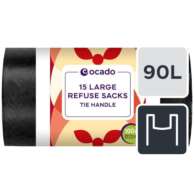 Ocado black refuse sacks 90L, imported from the UK