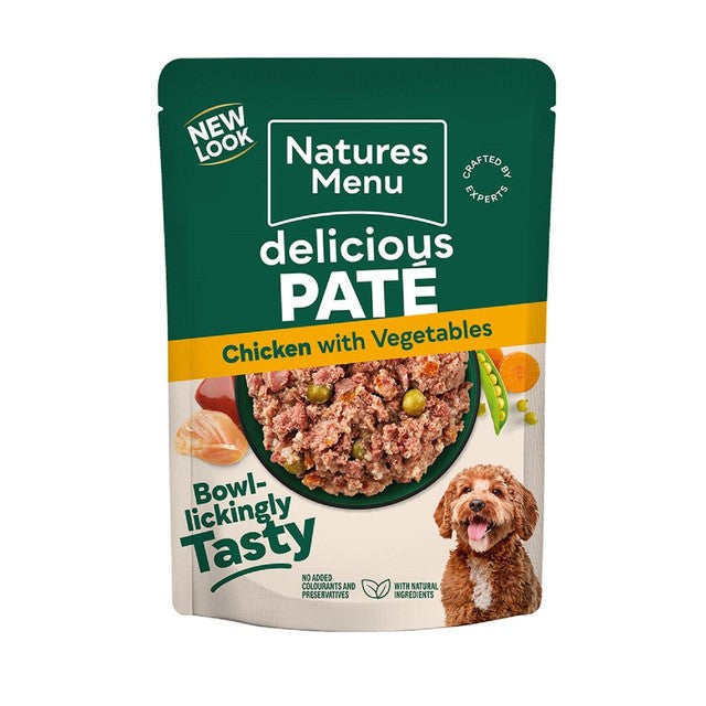 Natures Menu chicken and vegetable dog food pouches 8x300g, imported from the UK