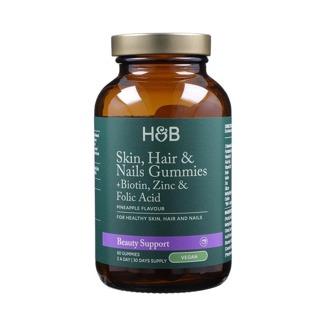Holland & Barrett Skin, Hair & Nails Vegan Pineapple Flavour Gummies, UK version