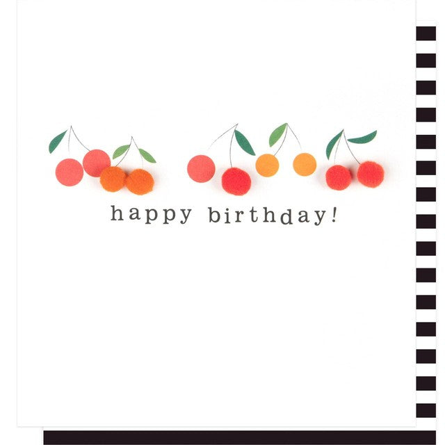 Caroline Gardner cherries birthday card 146mm x 140mm - British product