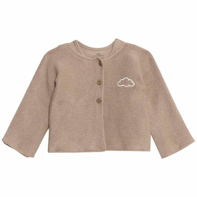 M&S cotton baby outfit brown 0-3 months, imported from the UK
