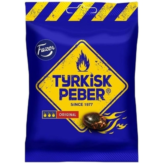 Fazer Tyrkisk Peber hot salmiak and pepper candy 120g - British product