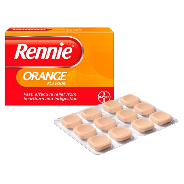 Rennie Orange heartburn and indigestion relief tablets 24 tablets, imported from the UK