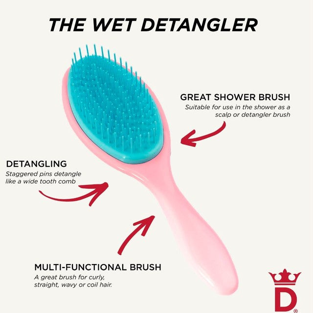 Denman wet detangler hair brush Pink Crush, imported from the UK