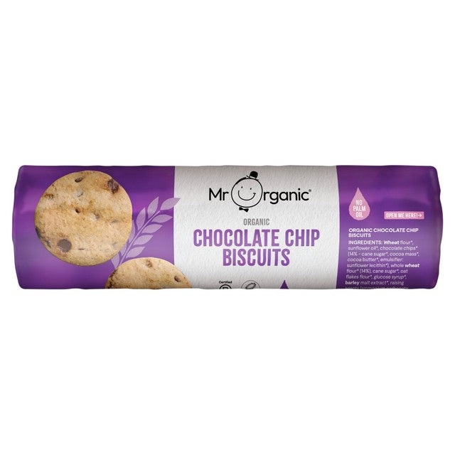 Mr Organic chocolate chip digestives 250g, imported from the UK