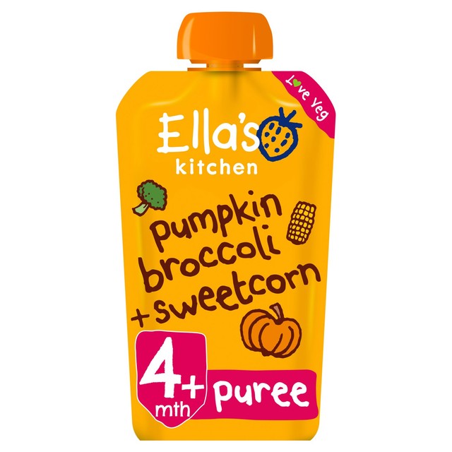 Ella's Kitchen pumpkin, broccoli & sweetcorn baby food pouch 120g - British product