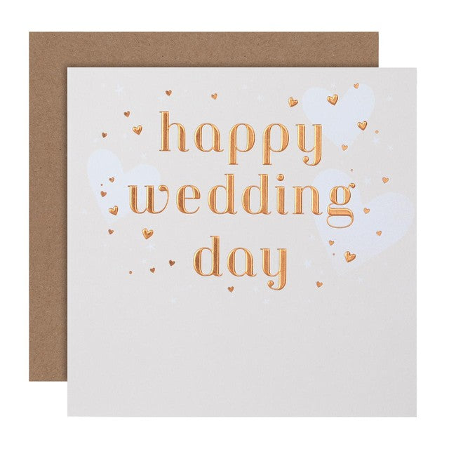 M&S Hearts Happy Wedding Day Card 15cm x 15cm, imported from the UK