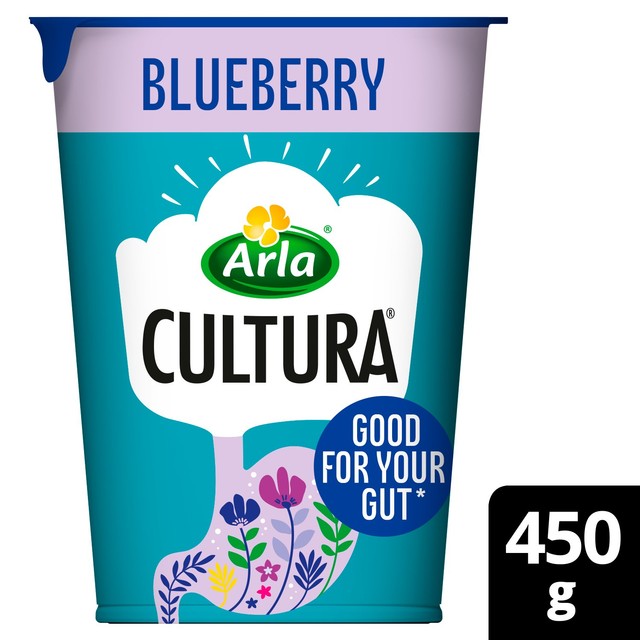 Arla Cultura blueberry gut health yogurt with fibre 450g - British product