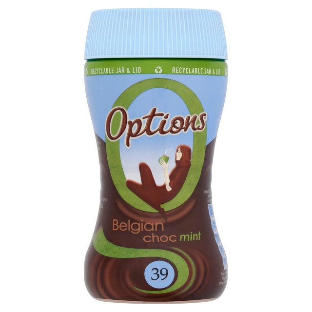 Options mint hot chocolate drink 220g, imported from the UK