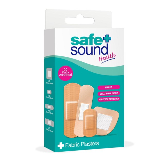 Safe & Sound Assorted Fabric Plasters 20 Pack (British brand)