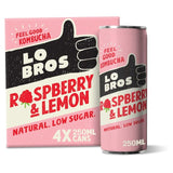 Lo Bros raspberry & lemon kombucha drink multipack 4x250ml, UK version