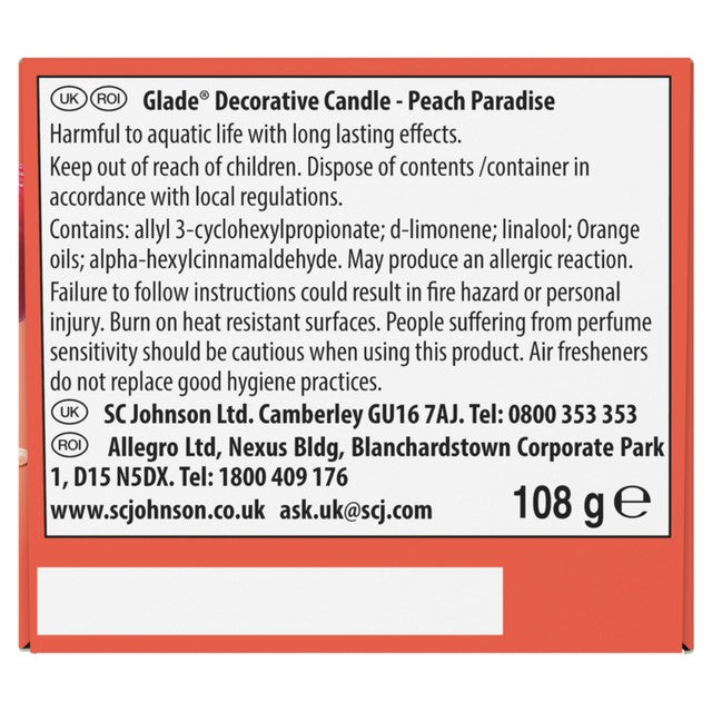 Glade Peach Paradise candle (British brand)
