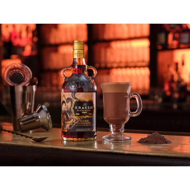 Kraken Black Spiced Rum bottle - British product