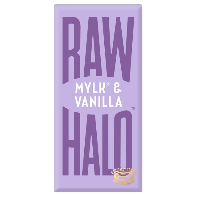 Raw Halo Vegan Mylk & Vanilla chocolate bar 70g, imported from the UK